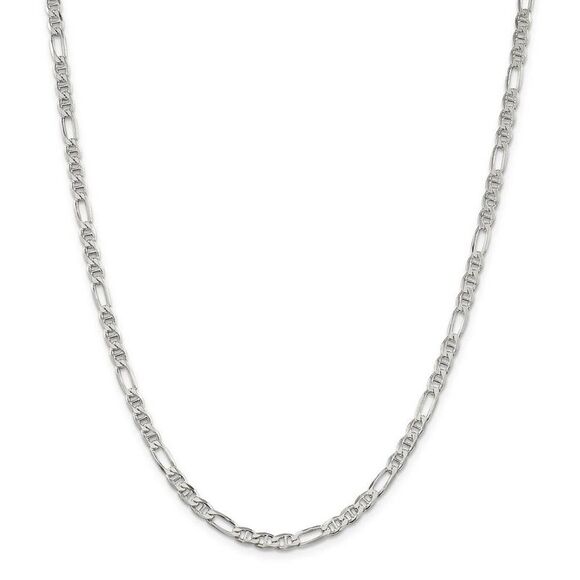 3.75mm Sterling Silver Solid Figaro Anchor Chain Necklace, 24 Inch - Picture 3 of 8